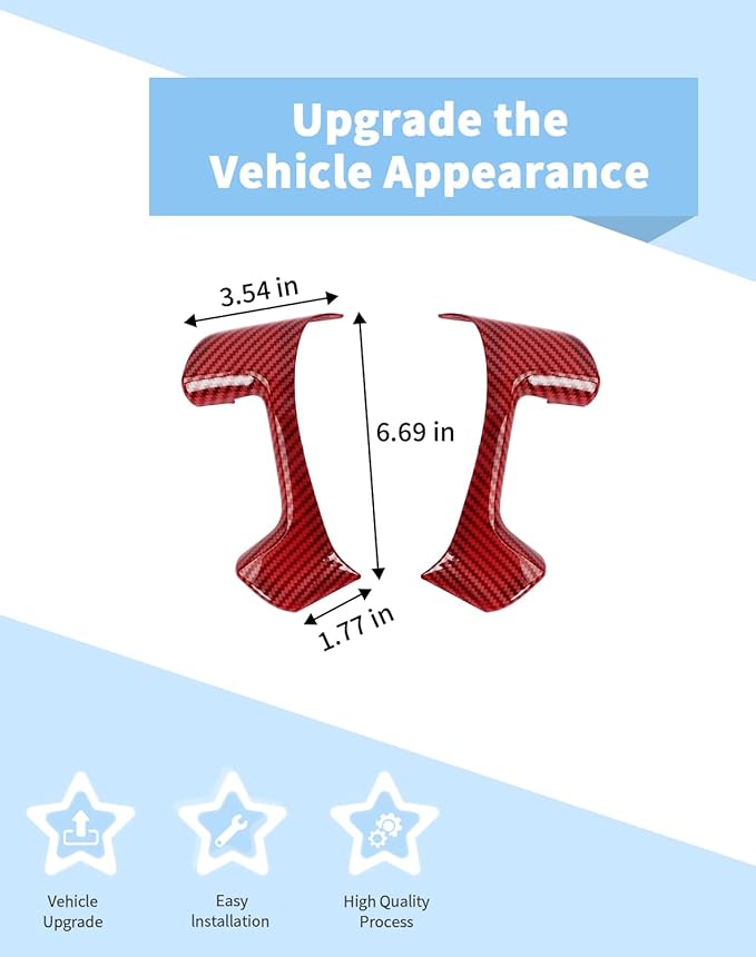 Voodonala Red Carbon Fiber Steering Wheel Panel Trim Cover Compatible with Chevy Silverado/Tahoe/Suburban/Avalanche/Escalade/GMC-Yukon/GMC-Sierra 2007 2008 2009 2010 2011 2012 2013