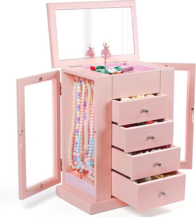 Emfogo Jewelry Box for Girls, Musical Jewelry Box with Spinning Dancer Gifts for Little Girls Christmas New Year Birthday Chi