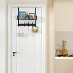 LUCYCAZ Over The Door Hooks - Over Door Organizer, Door Hanger Towel Rack with Mesh Basket & Wreath Hanger, Behind Door Stora