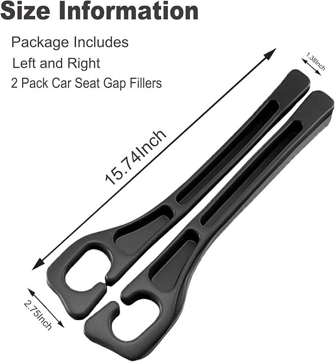 Car Seat Gap Filler Organizer Universal for Car SUV Truck Accessories Seat Gap Plug Blocker with Storage Slot Black 2 Pack