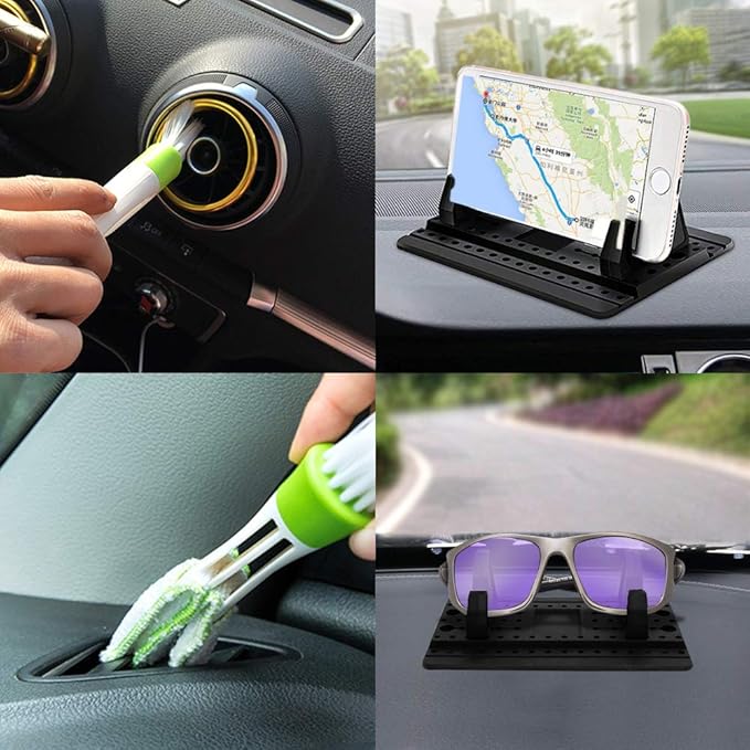 FineGood Phone Holder for Car with Air Vent Brush, Universal Silicone Car Cellphone Mount Antislip Vehicle Mobile Phone GPS M
