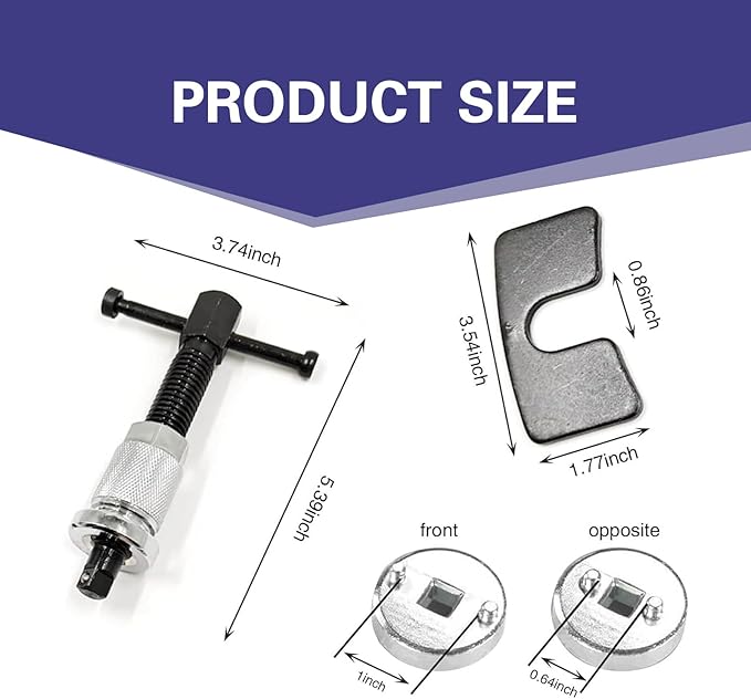 Car Brake Pad Replacement Tool, Disc Brake Caliper Compression Tool Kit, Anti-rust Piston Rewind Device with 2 Adapters and C