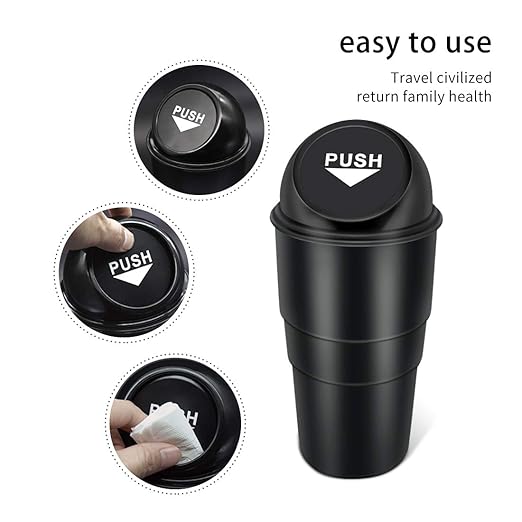 Cup Holder Trash can for car with Lid, Mini Garbage Cans for Back seat Leakproof Vehicle Automotive Cup Holder Car trashcan, Small Trash Bin for Automotive Office Home Kitchen (CARH1347A)