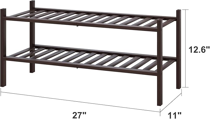 viewcare 2-Tier Shoe Rack for Entryway, Bamboo Shoe Rack for Closet, Free Standing Shoe Racks for Indoor Outdoor, Stackable S