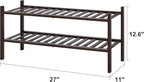 viewcare 2-Tier Shoe Rack for Entryway, Bamboo Shoe Rack for Closet, Free Standing Shoe Racks for Indoor Outdoor, Stackable S