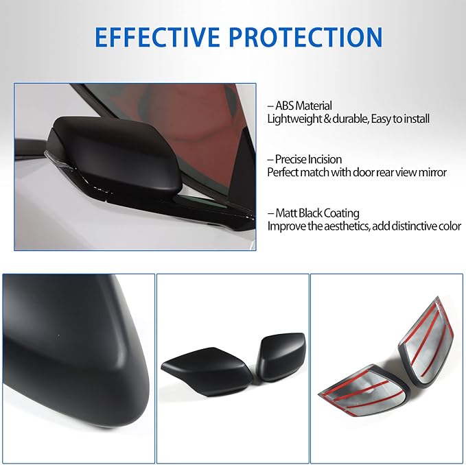 Door Rear View Mirror Cover Cap Compatible with Chevrolet Corvette C8 2020-2026, ABS Side View Mirror Cover, Auto Door Rearview Mirror Protective Trim Cap 2Pcs (Matte Black)