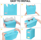 BALEINE File Organizer Box, Cardboard File Folder Organizer with Handle for Letter Size, Portable Collapsible Hanging Filing 