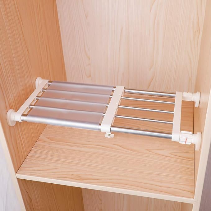 Hershii Closet Tension Shelf & Rod Expandable, Adjustable Storage Rack Metal Organizer DIY Divider Separator for Cabinet Ward