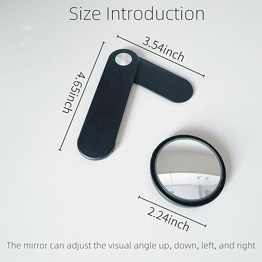 Premium Adjustable Computer Monitor Rear View Mirror，Desk Blindspot Office Cubicle to See Behind You，Stick-on Convex Mirror with Bracket for Personal Safety or Privacy Decor Accessories (Black)