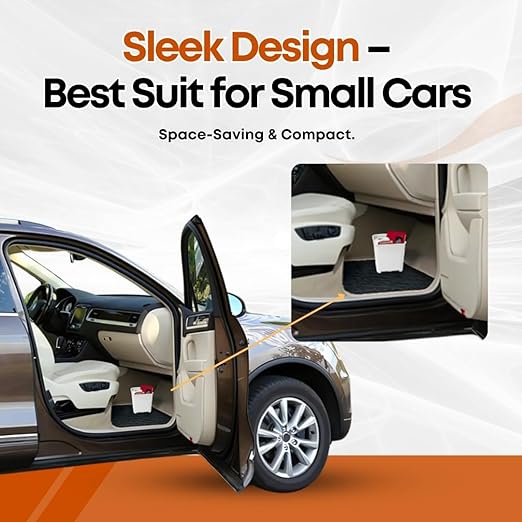 Car Trash Can Waterproof Vehicle Garbage Bin, Leakproof Anti Slip Floor Mat Clip Trash Bag Holder for Car, Truck, SUV, Van Portable Auto Trash Container with Stability Clips (White, Small)