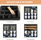 Shoe Organzier for Cloest - 2pack Adjustable Shoe Storage Box Fits 8-16 pairs,shoe Bin with Pop-Up dividers,Space Saver shoes