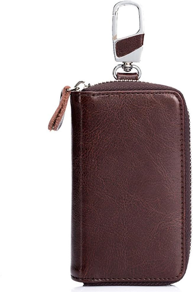 Large Leather Key Case Wallet with 12 Hooks & 1 Keychain/Ring for Men or Women
