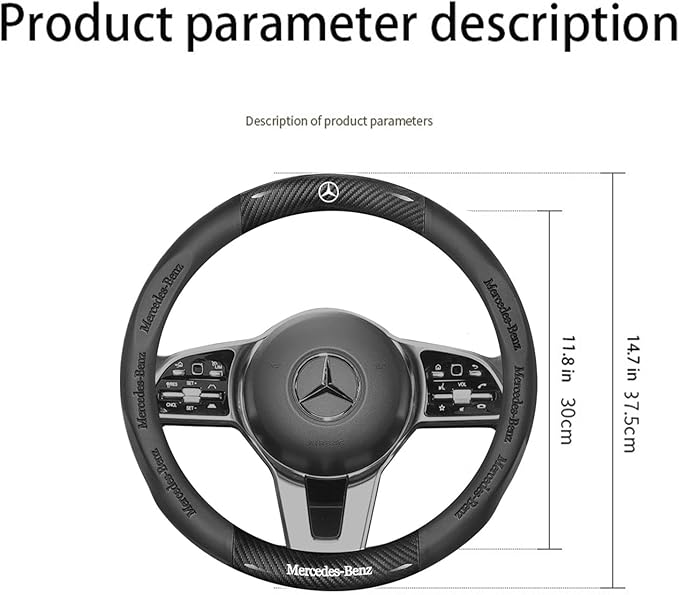 Car Steering Wheel Cover Fusion Carbon Fiber Premium Leather Non-Slip, Breathable, Trendy Accessories with Car Accessories (New-Black)