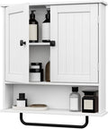 RRX Bathroom Cabinet Wall Mounted Medicine Cabinets with Towels Bar, Over The Toilet Storage Cabinet with 2 Doors and Adjusta