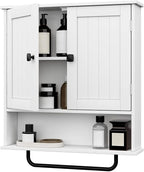 RRX Bathroom Cabinet Wall Mounted Medicine Cabinets with Towels Bar, Over The Toilet Storage Cabinet with 2 Doors and Adjusta