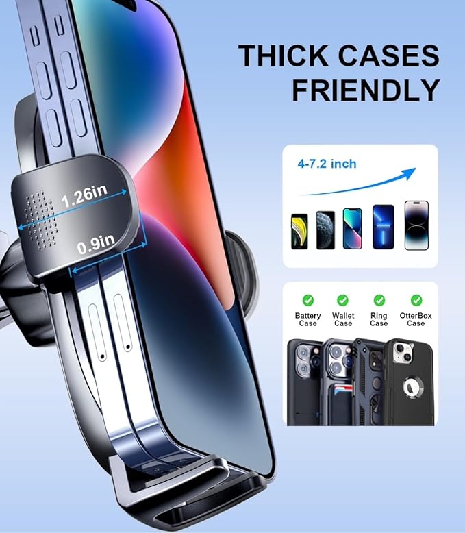 Car Phone Holder, Universal CD Slot Phone Mount, Hands Free Automobile Cell Phone Stand, 360° Adjustable Phone Mount for Car Compatible with iPhone & Android Cell Phones (Black)