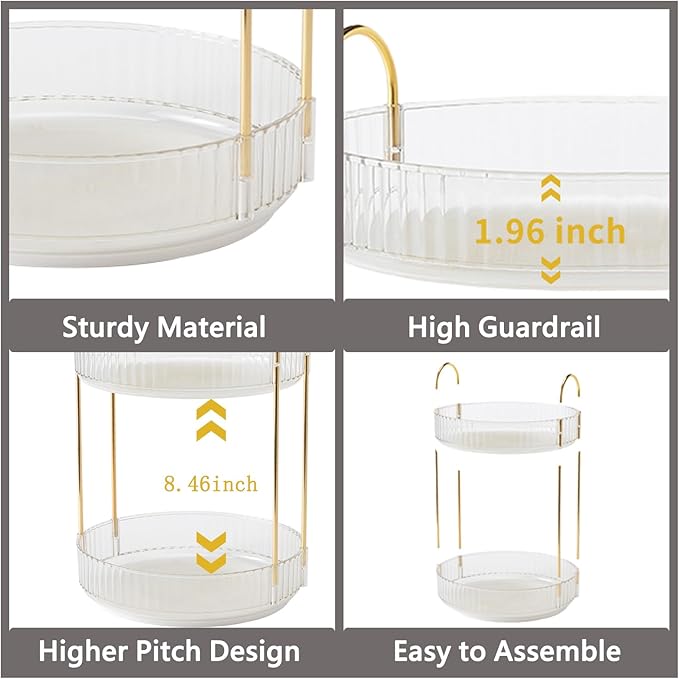 Asayuee 360 Rotating Makeup Organizer,3 Tier Large Capacity Make Up Organizers and Storage,Skincare Perfume Vanity Organizers