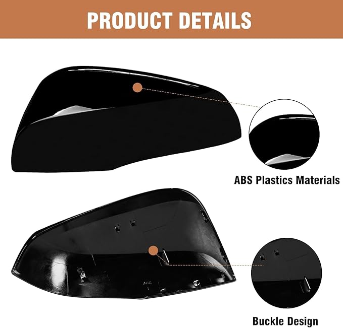 Moonlinks Compatible with Toyota RAV4 2019 2020 2021 2022 2023 2024 Left Side Mirror Cover Replacement, Glossy Black Exterior Left Driver Side Door Rearview Mirror Cap Trim for RAV4 LH