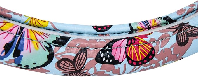 CAR-GRAND Pretty Colorful Butterfly Steering Wheel Cover, Universal 14.5-15 Inch Anti-Slip Leather Car Wheel Protector for Wo
