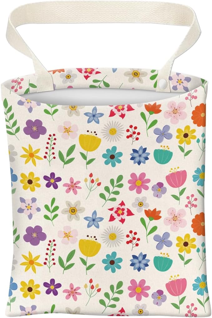 Car Trash Can, Cute Car Trash Bag, Hanging Car Organizer and Storage Bag, Trash Bin for Car Accessories, Vehicle, Travelling, Camping Cute Colorful Flower