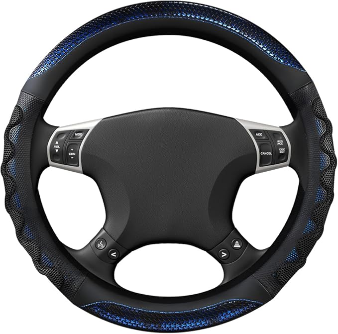 Yourkar Car Steering Wheel Cover, 15 Inch Leather Round Comfy Grip Steering Wheel Protector, Anti-Slip Steering Wheel Cover w