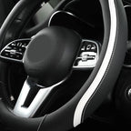 Car Steering Wheel Cover, Leather Steering Wheel Cover White Universal 14.5-15 Inch Microfiber Leather Anti-Slip Breathable A