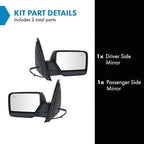 TRQ Driver & Passenger Side Mirror Set with Heat Manual Folding without Housing Turn Signal Compatible with 2007-2010 Ford Ex