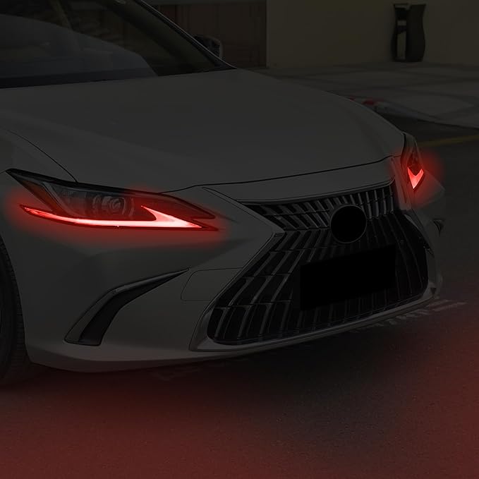 TOMALL 2 Pair Headlight Daytime Running Light Rearview Mirror Light Vinyl Films Smoke Tint Compatible with Lexus 2018-2020 Light Transmission Tint Wrap Exterior Sticker Decorations Trim (Red)