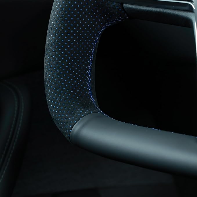 MEWANT Hand Stitched Tesla Model S Yoke Steering Wheel Cover Wrap for Tesla Model S 2021-2023 / Model X 2021-2023 Tesla Yoke Steering Wheel Accessories