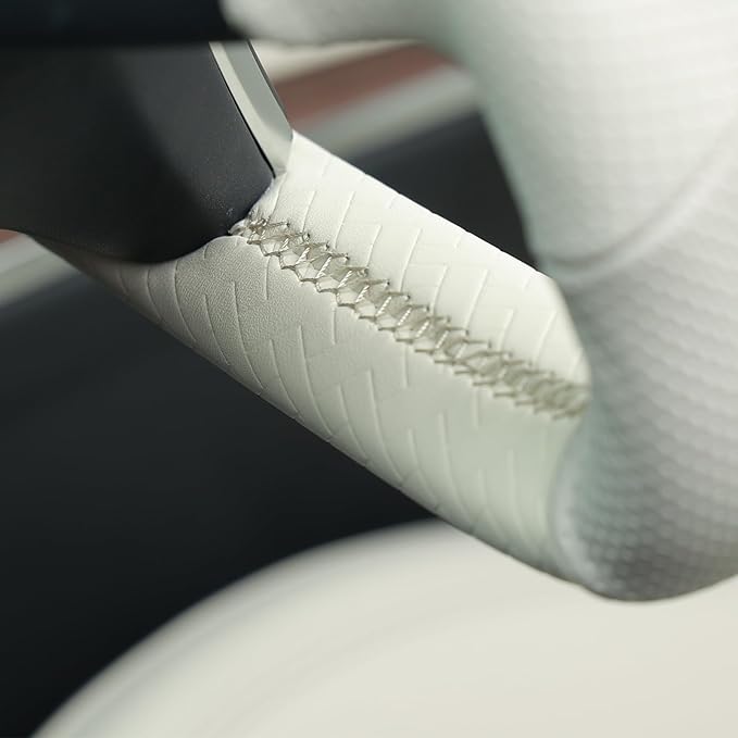MEWANT Hand Stitched Tesla Model S Yoke Steering Wheel Cover Wrap for Tesla Model S 2021-2023 / Model X 2021-2023 Tesla Yoke Steering Wheel Accessories