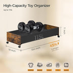 Under Bed Storage with Wheels, Wooden Under Bed Drawers On Wheels, Rolling Under Bed Shoe Storage, Space Saving,Rustic Brown,