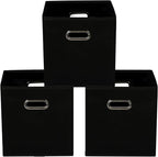 Yunkeeeper storage bins Cubes, Fabric Cube Organizer with Handle, Foldable Cube Bins for Cloth or Accessary Storage, 11x11x11