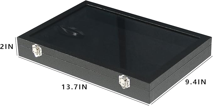 Coward Jewelry Organizer Box, Black Velvet Blank Display Tray Case with Lid for Storage Necklaces Bracelets Rings Beads and J