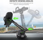 Esoulk One Touch Car Phone Mount - Dashboard & Windshield Cell Phone Holder, Strong Suction Cup Auto Stand with Adjustable Telescopic Arm, 360° Rotation for iPhone, Samsung & All Smartphones