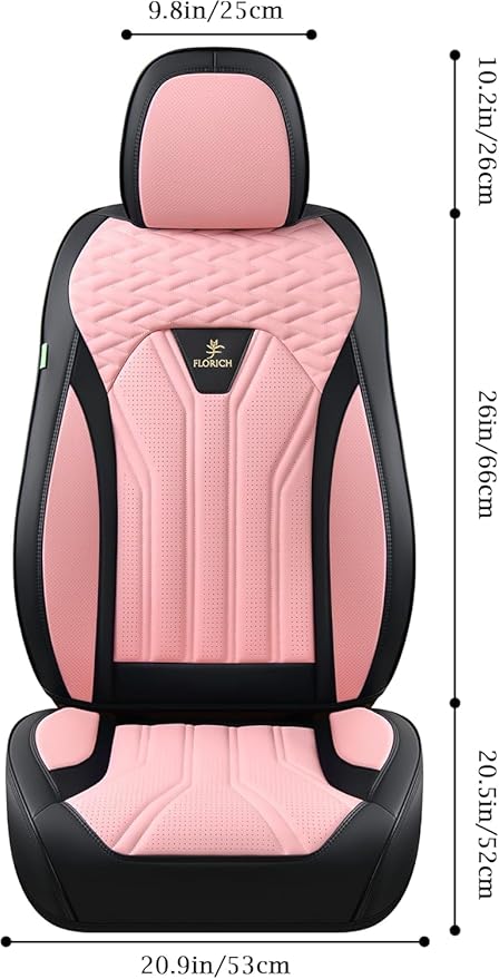 FLORICH Leather Seat Covers Pink Car Seat Covers Full Set Car Seat Protectors 5 Seats Driver Seat Covers Fit for Most Cars Tr