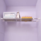 Hershii Expandable Closet Tension Shelf Rod Adjustable Storage Rack Heavy Duty DIY Organizer Divider for Wardrobe Cupboard Ki