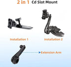Extended Arm CD Slot Mount for CarPlay Screen Adjustable 360° Rotating Universal Head Compatible with in-Car Monitors CD Slot CarPlay Mount for 7" 9" 10.26" Portable Car Stereo Cd Bracket