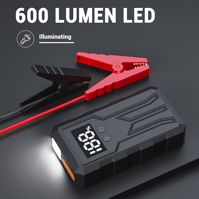 Jump Starter 4000A Peak, Portable Car Battery Jump Starter for 9L Gas 8L Diesel Engines, Power Pack with LED Flashlight, USB