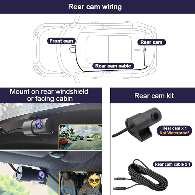Fitcamx Front 2K+Rear 1080P Dash Cam Adapts for Toyota Tacoma & Hybrid 2024-2026, OEM Look, Dual HD Video, WiFi & APP, Loop R
