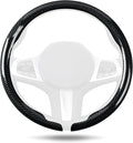 Aimato Car Steering Wheel Cover Carbon Fiber, Ultra-Thin Car Steering Wheel Cover,Comfortable & Breathable Microfiber,Universal Fit for Most Cars, Bright Black
