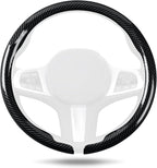 Aimato Car Steering Wheel Cover Carbon Fiber, Ultra-Thin Car Steering Wheel Cover,Comfortable & Breathable Microfiber,Universal Fit for Most Cars, Bright Black