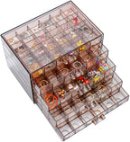 YUFONG Earring Storage Box Organizer, Acrylic Jewelry Storage Box Holder 5 Drawers Transparent Jewelry Display Stand with 120