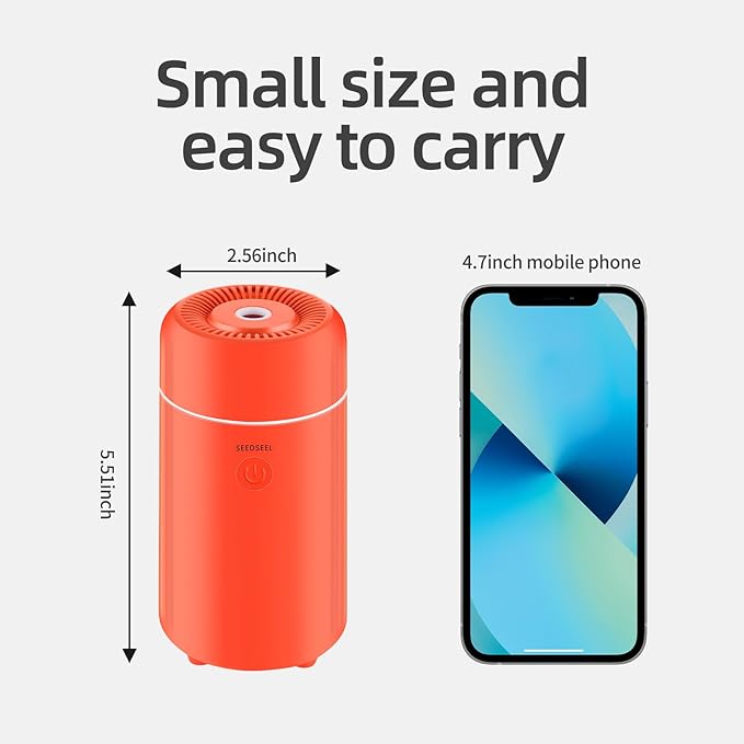 100ML Car Essential Oil Diffuser, Mini Air Humidifier with 7-LED Color Changing, Suitable for Car (Orange)