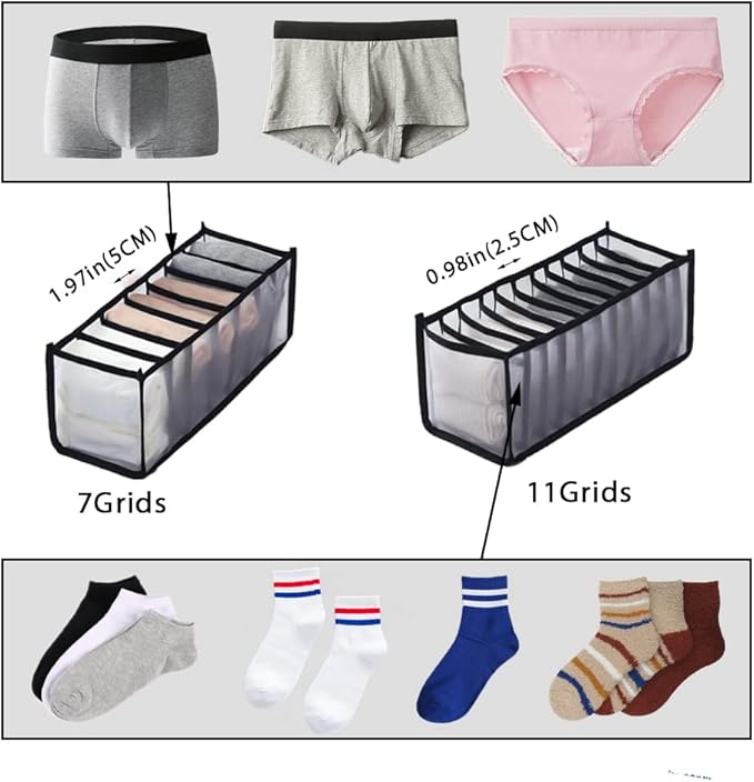HSLFUAI 3 Pack Drawer Organizer for Underwears, Sock,Tie Foldable Closet Organizer Drawer Soft Fabric Dresser Drawer Divider 