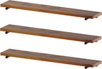 Industrial Pipe Wall Wood Shelves,Real Wooden Shelves 55" in Special Brown Color with 1.2" Extra Thickness, Modern Floating S