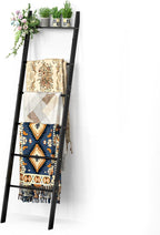 BAMBANG 6-Tier Blanket Ladder for Living Room, Blanket Quilt Ladder Rack Rustic Decorative Towel Holder, Wall Leaning Blanket