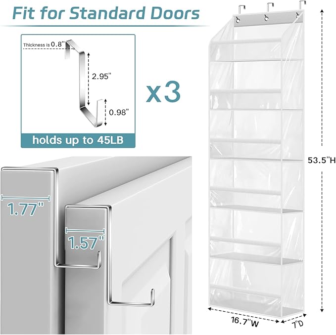 AOODA Clear Over the Door Hat Racks for Baseball Caps, Large Holds up to 72 Caps Hat Storage Organizer for Closet Wall, Deep 