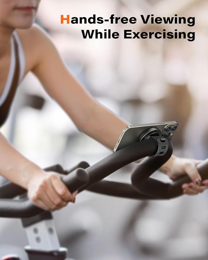 A2C Gym Fitness Phone Mount for MagSafe - 17 N54 Strong Magnets Stable and Secure Phone Mount with Adjustable Strap, 3-in-1 Mount for Gym Equipment, Stroller, Treadmill, Peloton Exercise Bikes