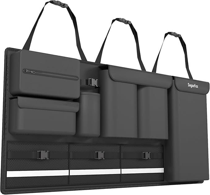 Backseat Hanging Trunk Organizer for SUVs, Cars, Trucks & MPVs | Multi-Pocket Storage with Anti-Slip Straps | Space-Saving Auto