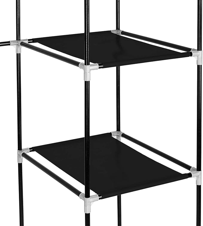 lapday 59 inches Portable Closet Wardrobe, Non-Woven Fabric Closet Storage Organizer with Hanging Rods &12 Storage Shelves, Q
